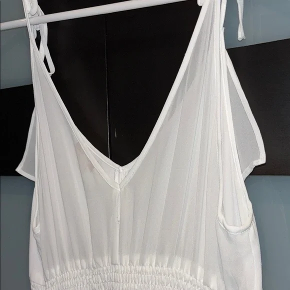 White Ruffled High-Low Spaghetti Strap Dress - Picture 6 of 8